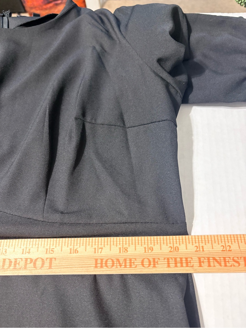 Eloquii Classic Black Empire Waist Long-Sleeve Midi Dress Button Cuff Detail 18 - Picture 15 of 16